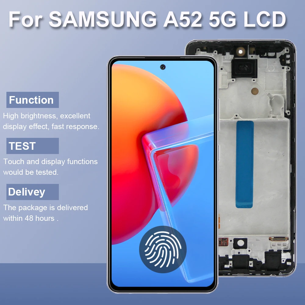 A52 5G Super AMOLED Screen Parts for Samsung Galaxy A52 5G A526B A526B/DS LCD Display with Touch Screen Digitizer Replacement