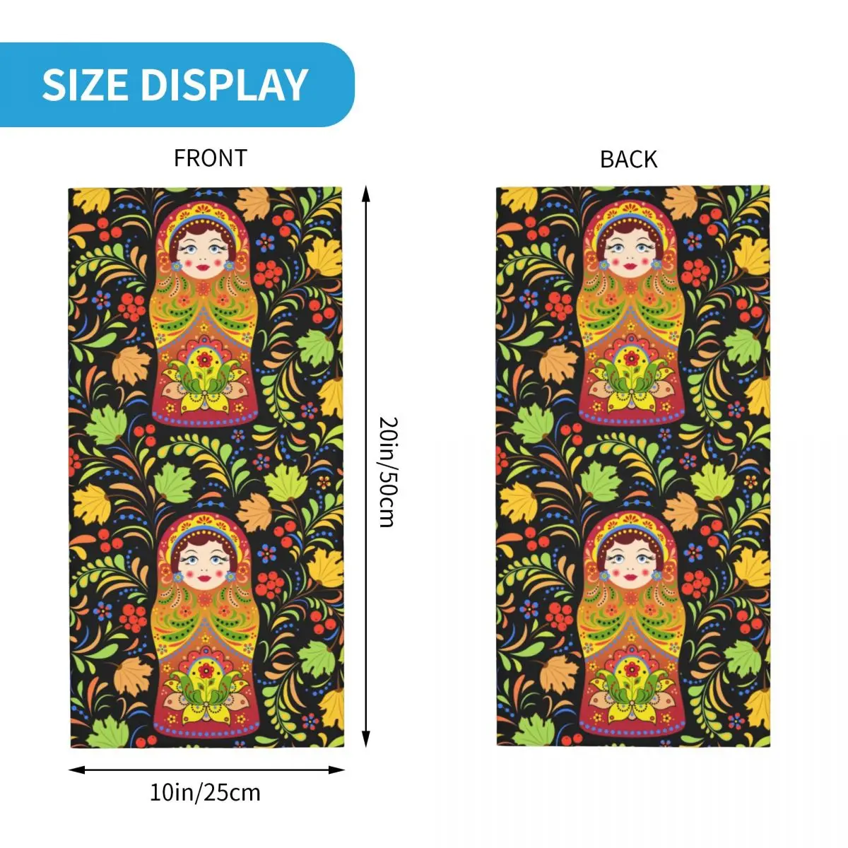 Russian Babushka Matryoshka Doll Winter Headband Neck Warmer Men Women Ski Hunting Tube Scarf Face Bandana Gaiter