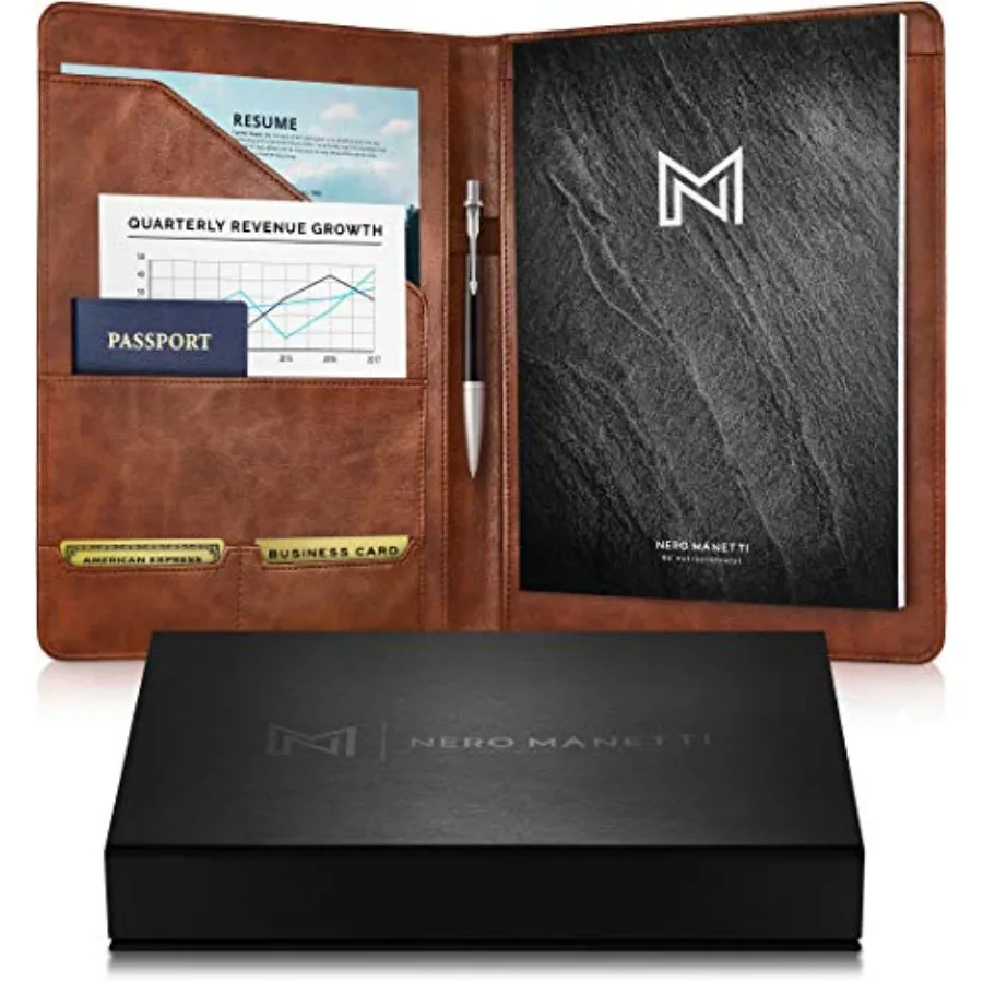 

ather Portfolio Folder - Business PU ather Notepad Holder for Resumes, gal Pad Executive Binder, Professional Padfolio Notebook