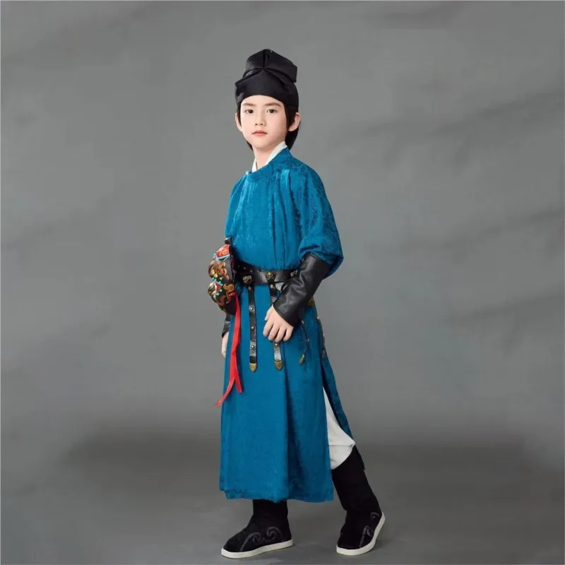 

2026 Children's Chinese style Improved Hanfu Boys' Tang Dynasty Round Neck Robe Hanfu Li Bai Ancient Costume Performance LI835
