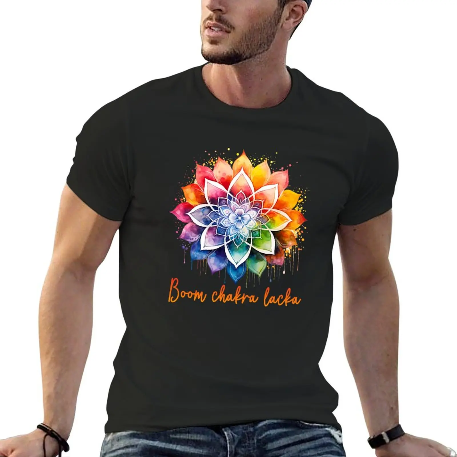 Boom Chakra Lacka Rainbow Zen Mandala Design T-Shirt customs custom shirt for a boy cute clothes outfits for men