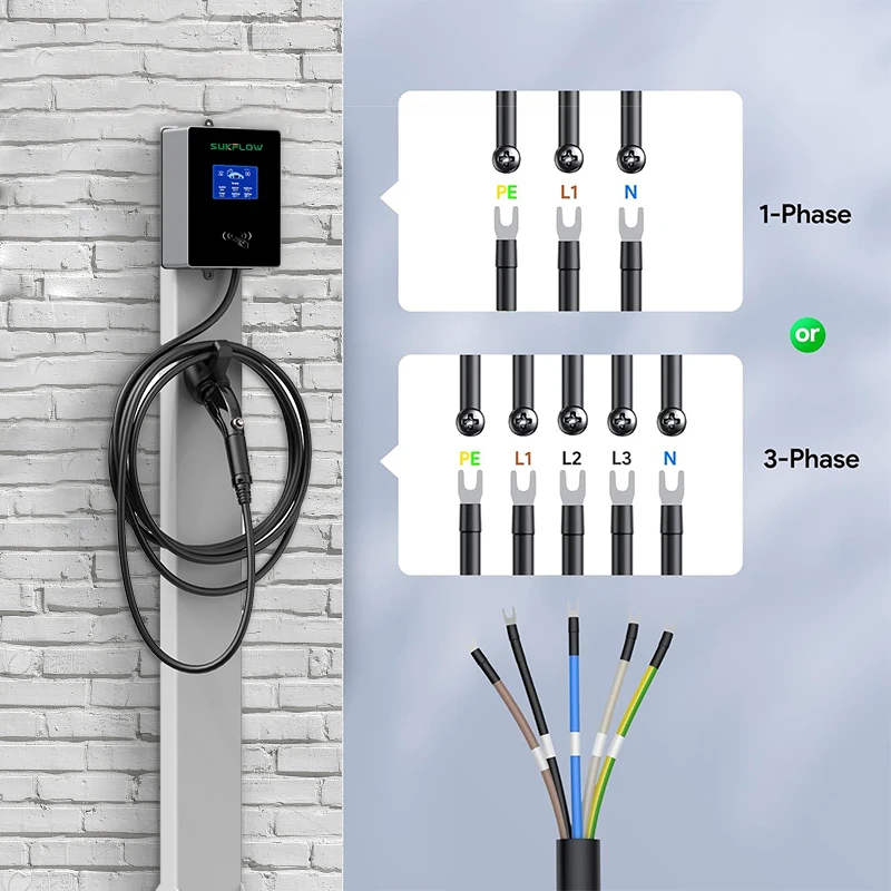 32A 7.0KW Electric Vehicle Car GBT Standard  EV Charger 5M Cable Charging EVSE Wallbox Type 1 J1772 Type 2 Charger Station