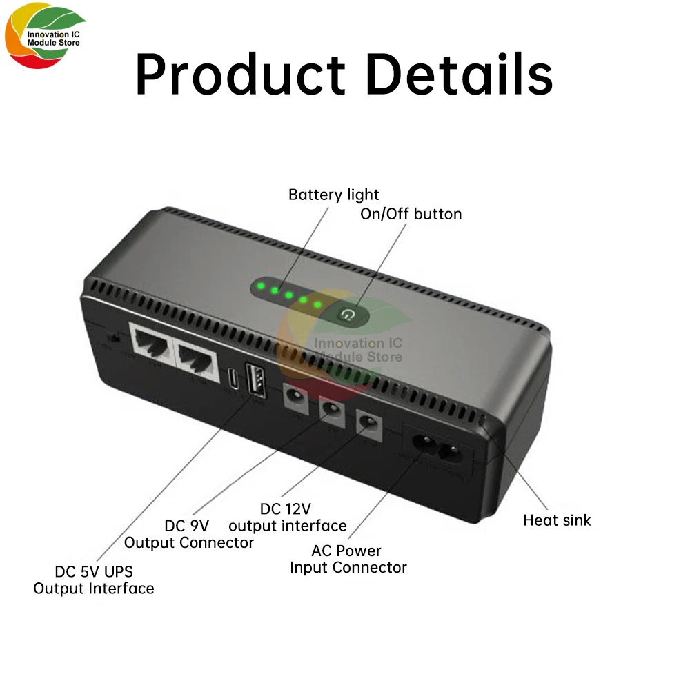 DC UPS 12V Router 5V9V12V Optical Cat Monitor Backup Power Supply Uninterruptible Power Supply DC DC UPS 8800mah 10400mah