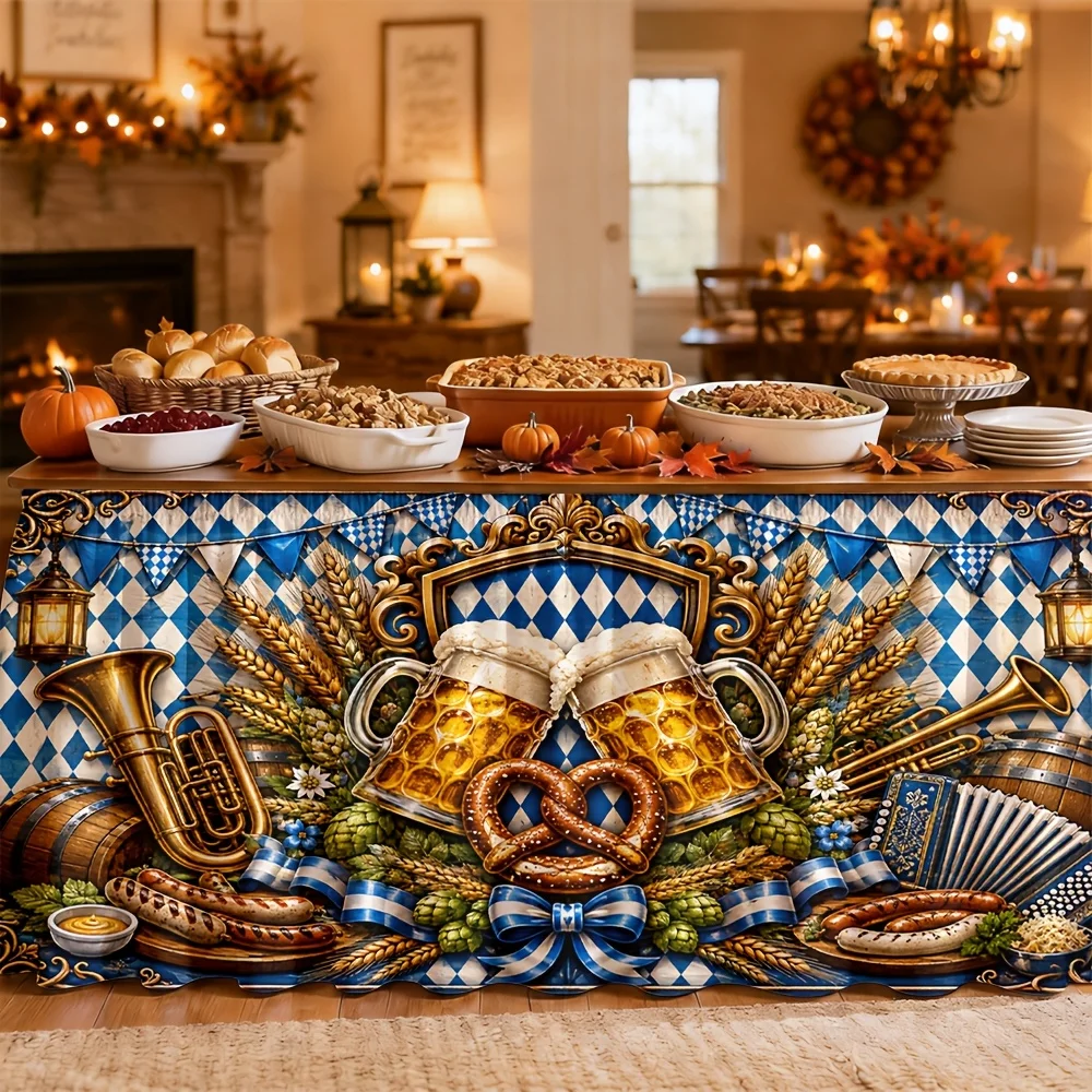 Beer cup, toad leg, sausage, accordion, trumpet, autumn harvest decoration, restaurant, kitchen, party celebration event