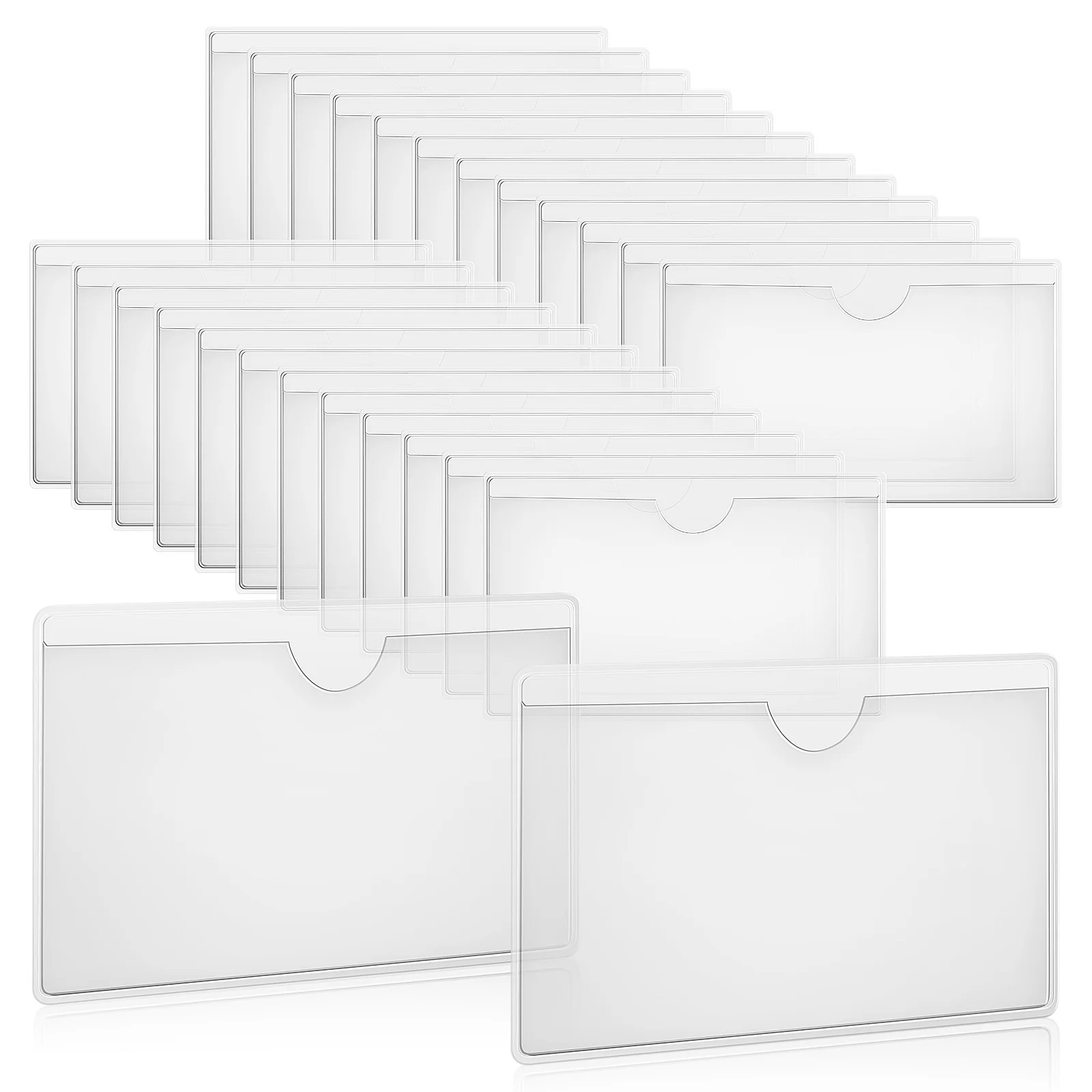

36 Pcs Clear Pocket Sleeves 6X10cm PVC Transparent Self Adhesive Index Card Holder Label Pockets for Shelves StorageBins