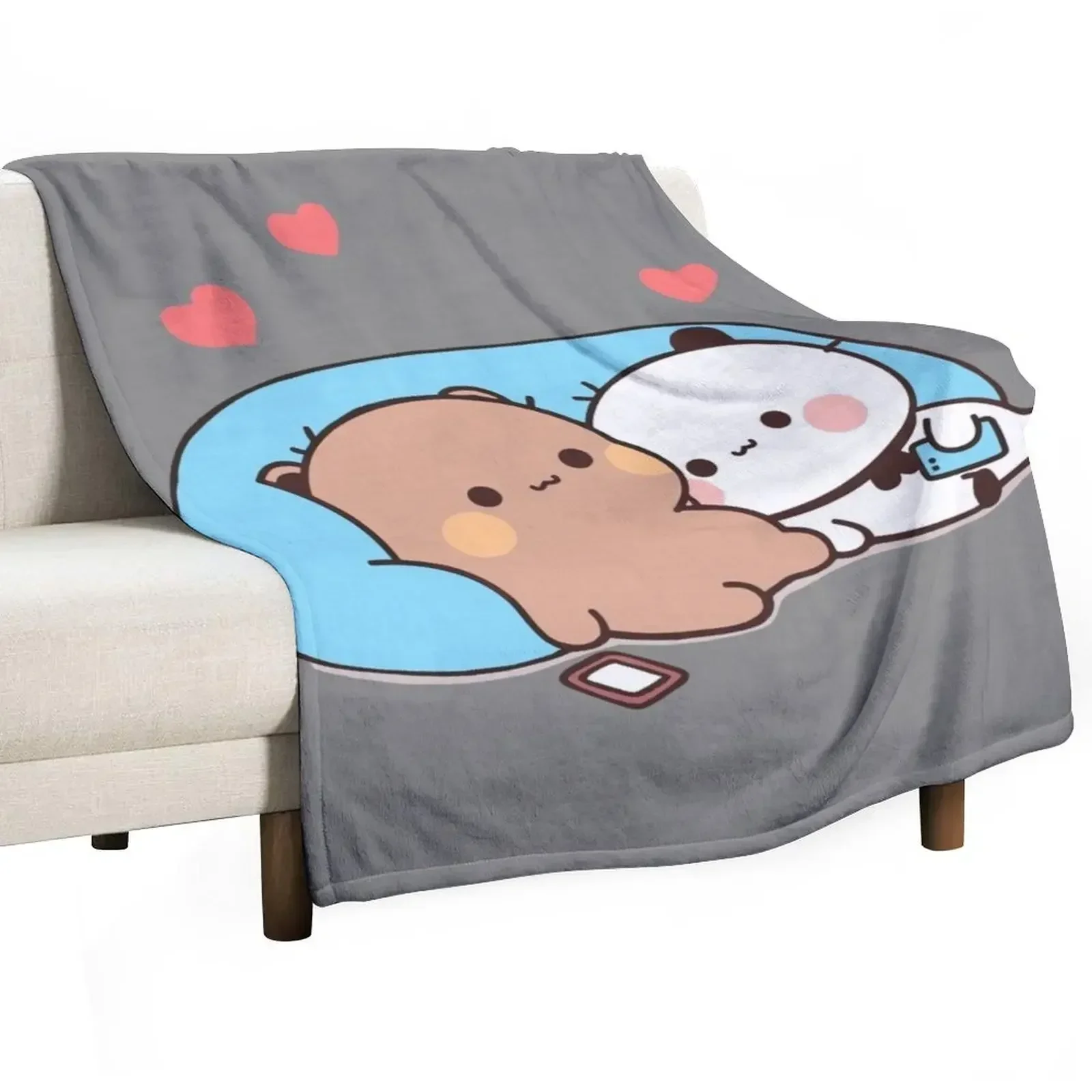 DuDu Bear and BuBu Panda’s night days?? Throw Blanket Hairys Decorative Sofas Bed Fashionable christmas decoration Blankets