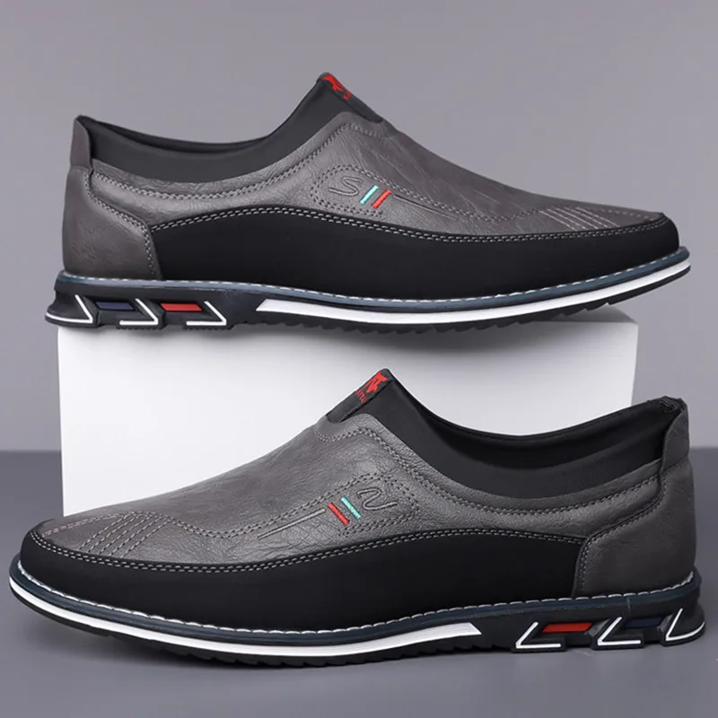 leather men shoes slip on gentleman style Daily business office shoes Elegant adult Flats loafers men big size 48 49 50 51 52 53