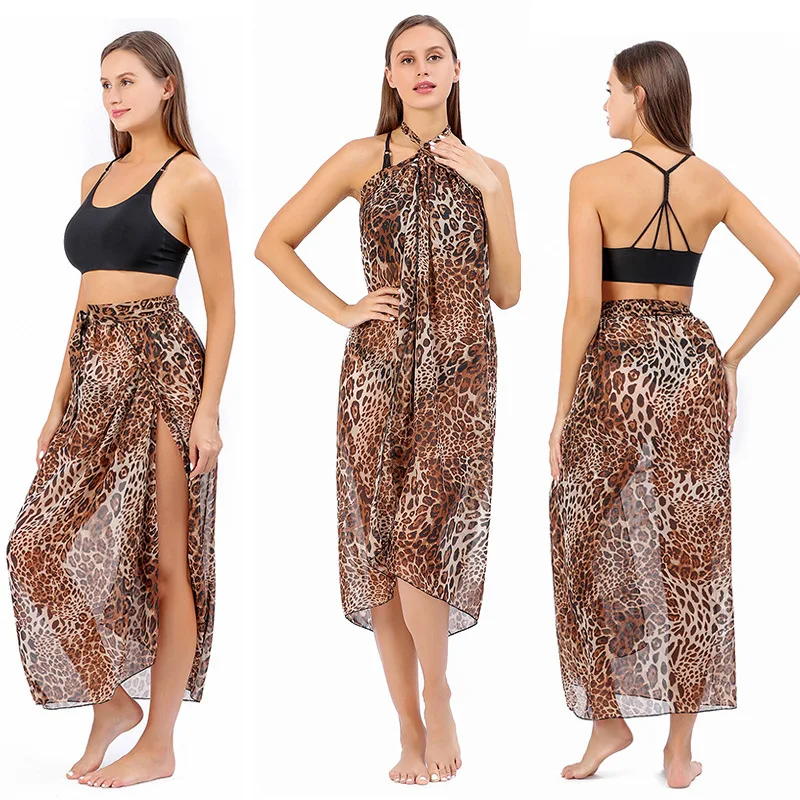 

Women's Beach Bodycon Dress Cover Ups Swimsuit Halter Ties Swimming Sundress Beachwear Wear Pareo Crotch Tunic Bikini Wrap Scarf