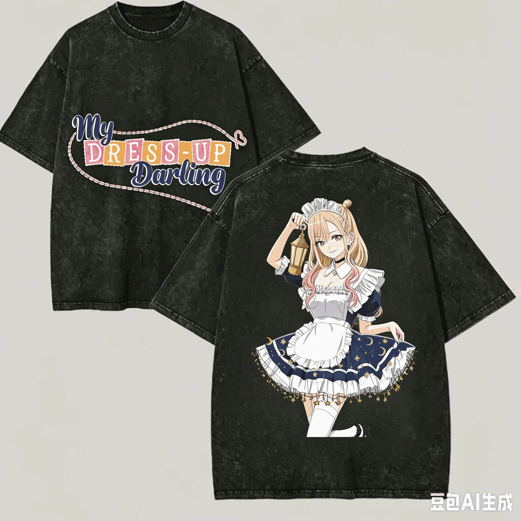 My Dress-Up Darling Washed T-shirt Anime Lover Harajuku New Model Oversized Vintage Loose Unisex Vintage Loose Harajuku soft tee view 2