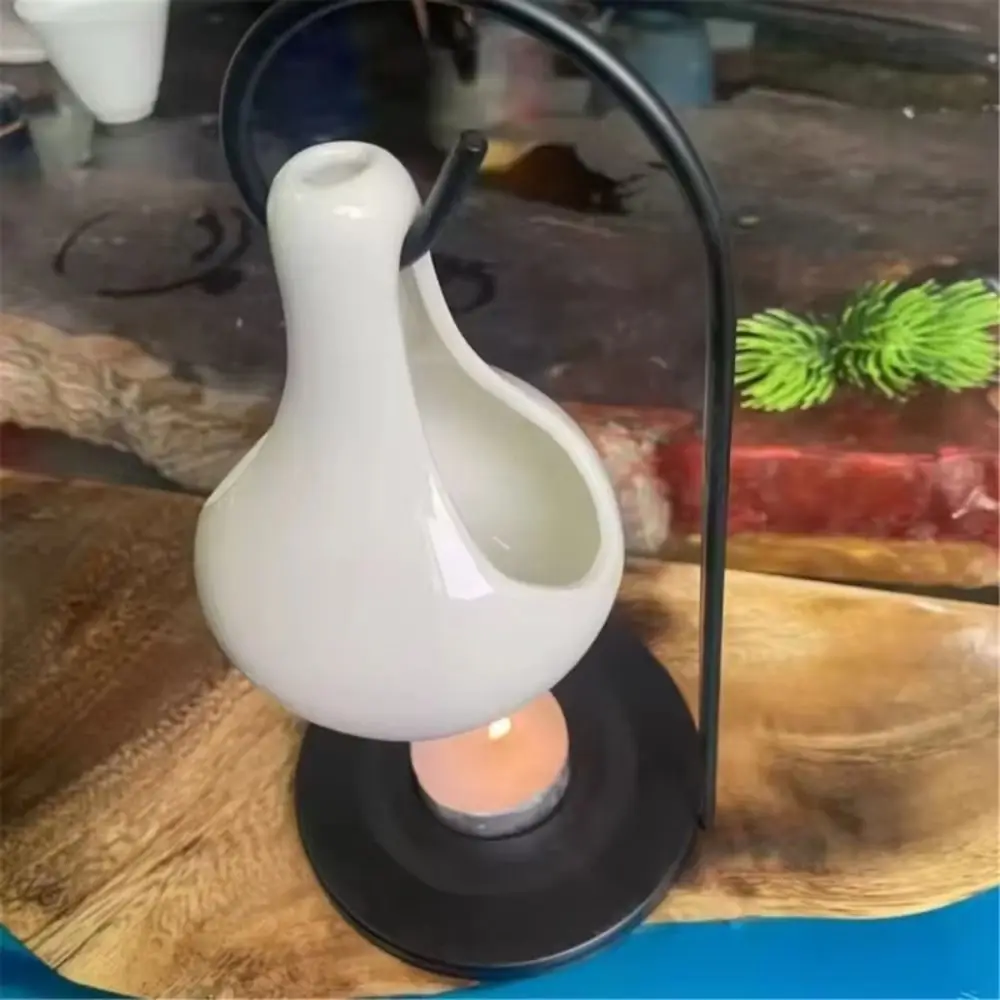 Portable Hanging Scented Oil Lamp Burner Black Ceramic Candle Burner Candle Holder Bedroom Fragrance Item Home Decor