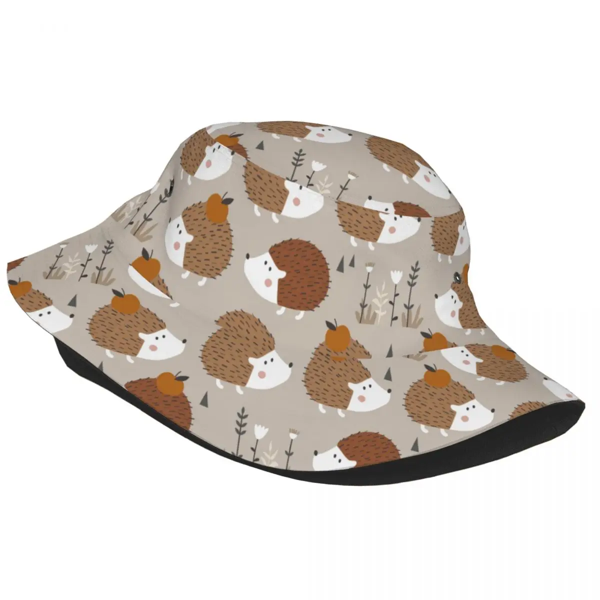 Cute Hedgehogs Apples Hand Drawn Pattern Bucket Hat Bob Fisherman Cap Outdoor Travel Sun Visor Fashion Panama