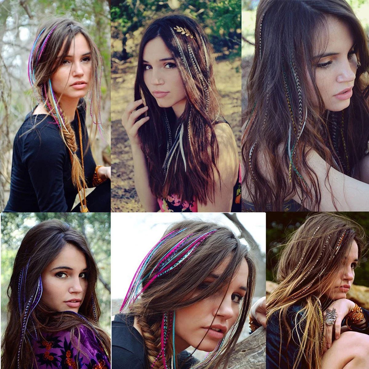 Synthetic Colored Feather Hair Extensions 16Inch 10 Pieces/Pack Blue Purple For Women Zebra Line Feather Hairpiece