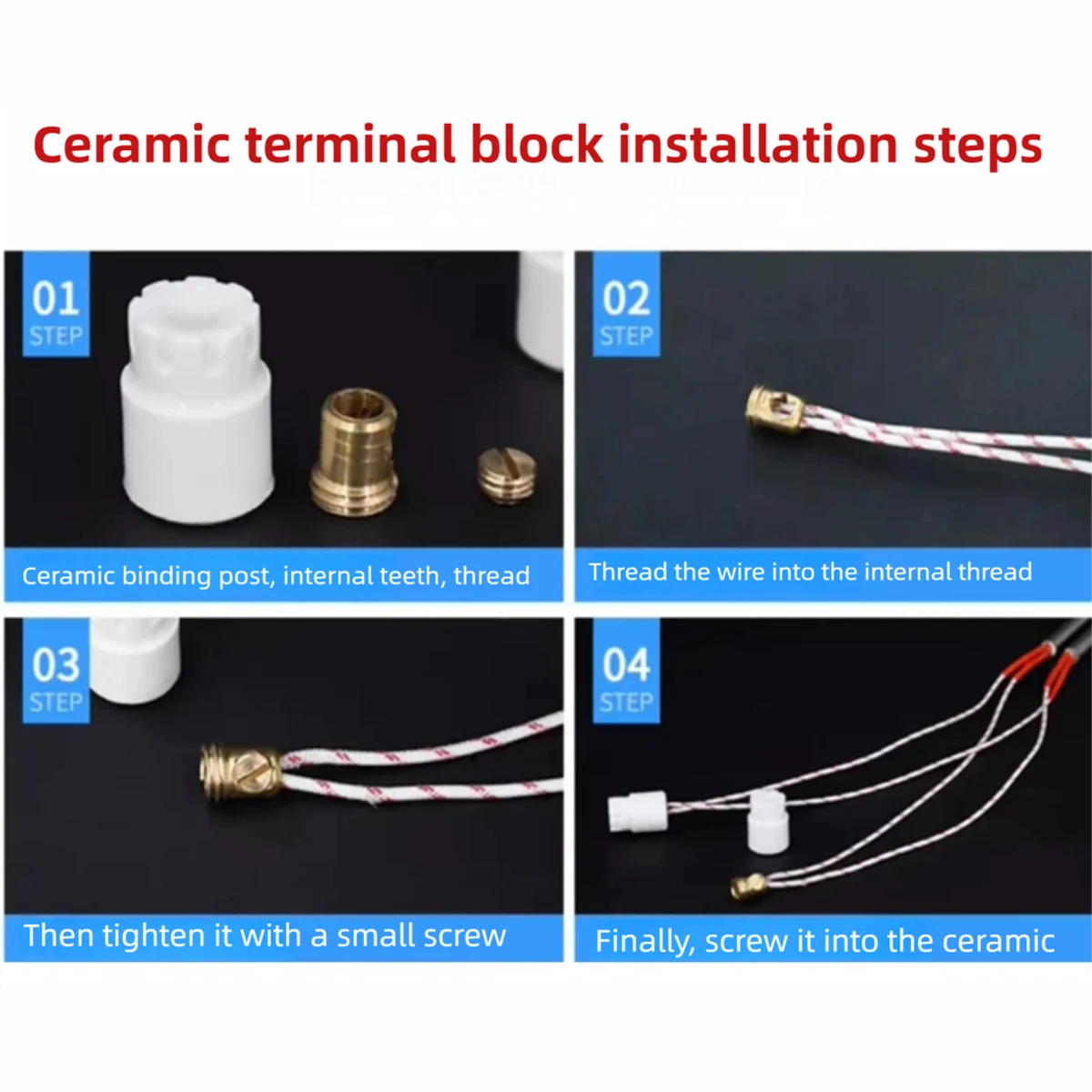 CTB01-17 High Frequency Ceramic Terminal Copper Core Insulating Connector for Heating Pipe