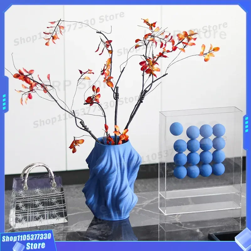 Luxury Crystal Vase with Soft Jewelry Set for Bedroom Entrance Decor Light Luxury Handbag Style Flower Ware for Study Room