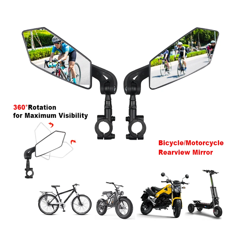 Bicycle Rearview Mirror 360 Rotation Adjustment For Bicycle Electric Bike Reflector Wide Range Back Sight Cycling Accessories