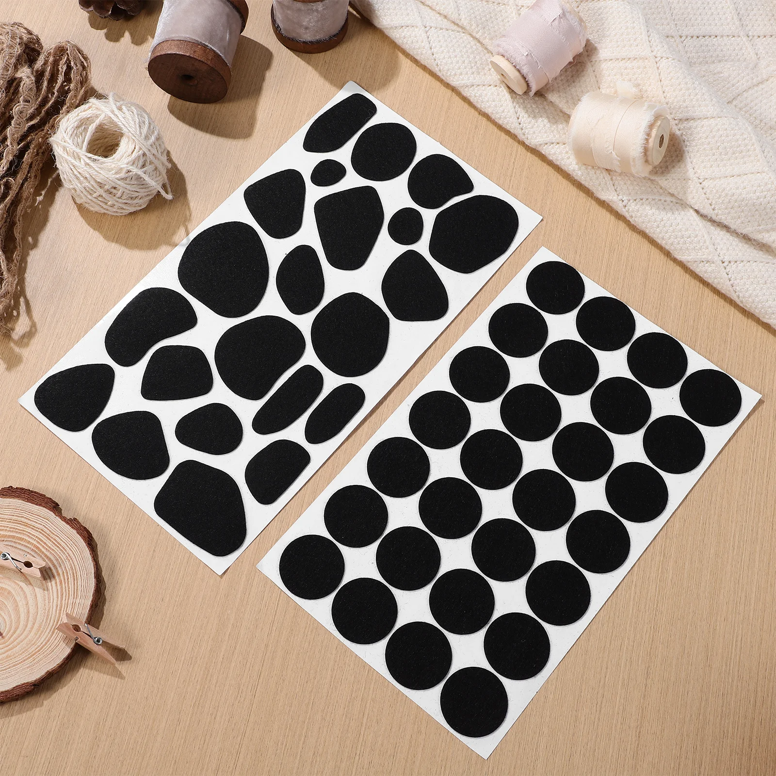 Autocollants en feutre adhésif doux, 10 feuilles, tampons en feutre pour taches dalmatiennes, pour vêtements, tissu d'halloween, cercles et points