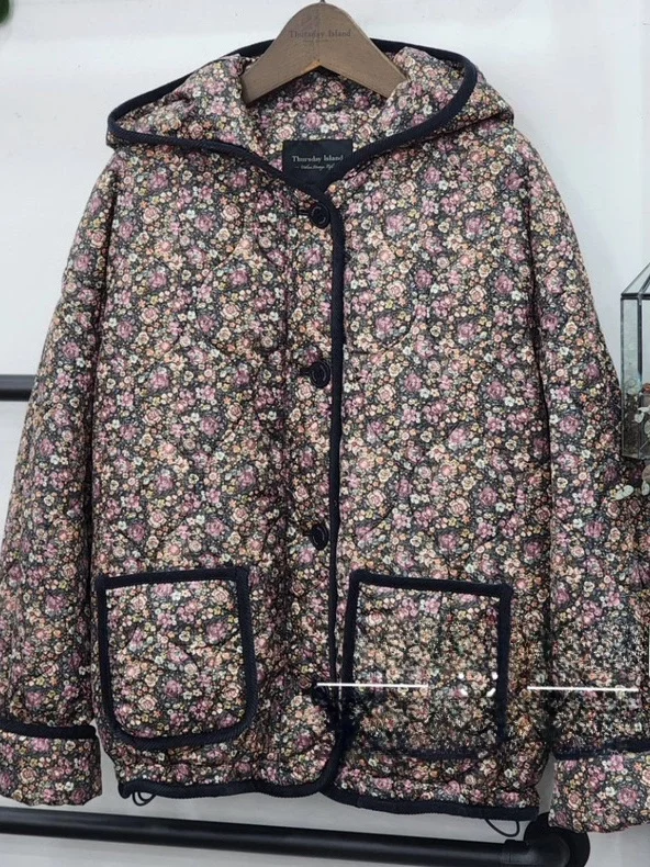 

Island Home 25 New Autumn Winter Fashion Loose Casual Long Sleeve Floral Cotton Jacket Single Button Closure Regular Length