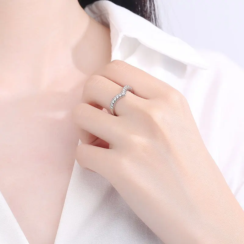 KIOOZOL fashion silver color engagement CZ stones open rings for women fashion jewelry   wedding accessories 049 KO2