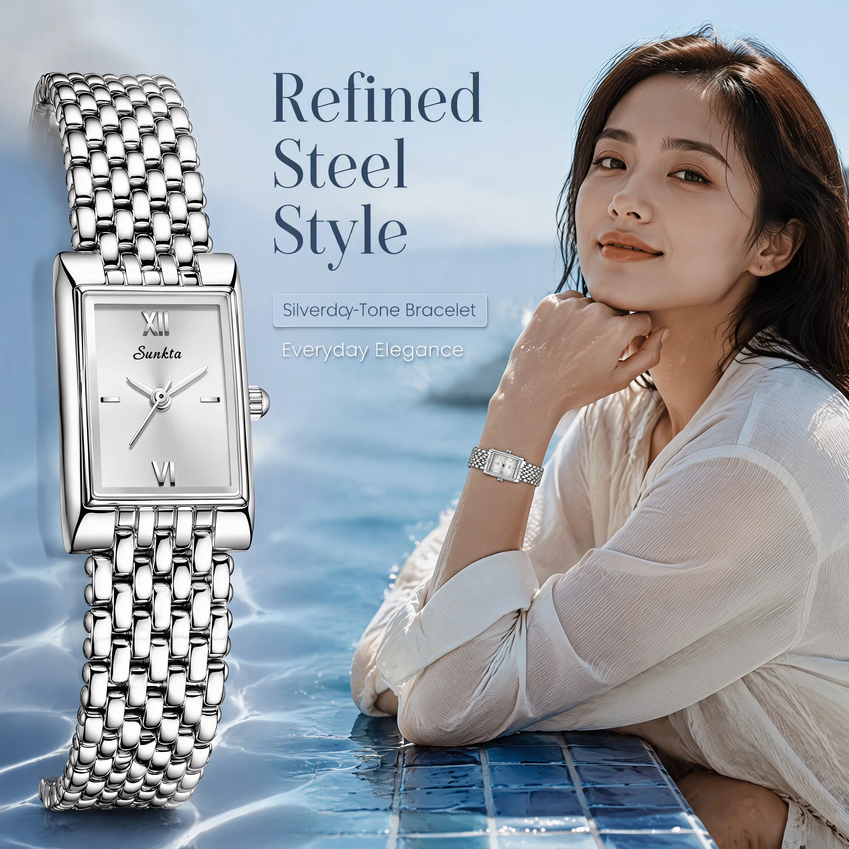 SUNKTA Women Watches Luxury Fashion Ladies Quartz Watch Waterproof Luminous Date Stainless Stain Wristwatch Girlfriend