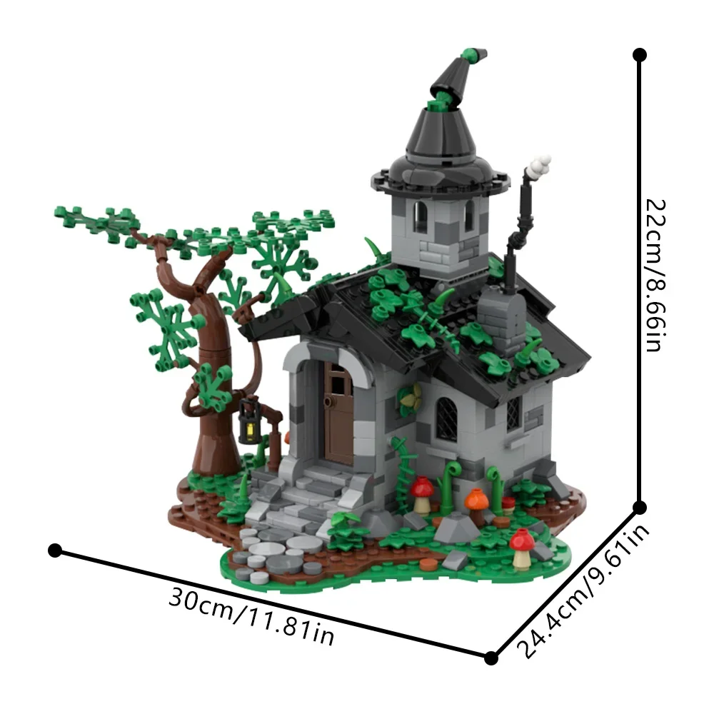MOC Casa della strega Building Blocks Modello modulare Medievale Casa della strega Architettura Mattoni Assemblaggio Giocattoli Bambini Regali di compleanno fai da te