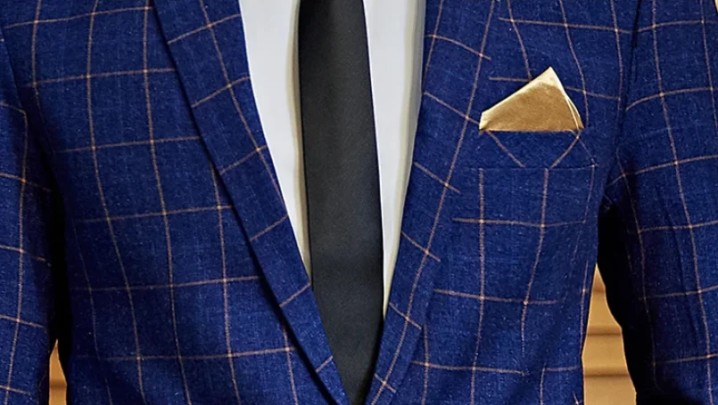 Traje informal a cuadros con un solo botón para hombre, conjunto de dos piezas de negocios sin planchar, padrino de hombre M-5XL 2025, ajuste cómodo a la moda