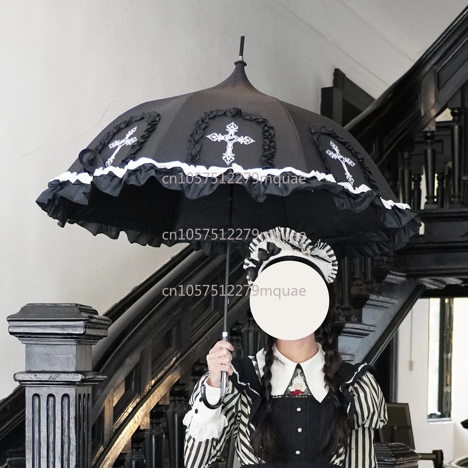 

[Contract Cross] Original Dark Gothic Lolita Pagoda Umbrella Sunscreen Vinyl Umbrella