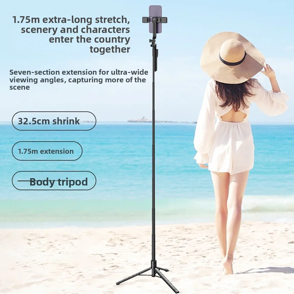 

1.75m Telescopic Selfie Stick Adjustable Extension Pole Bluetooth Selfie Stick Extendable Portable Handheld Selfie Stick Tripod