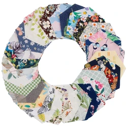 Random Printed Cotton Twill Fabrics Patchwork Hexagon Cloth For DIY Handmade Quilting&Sewing Material 100 Styles Flowers Series