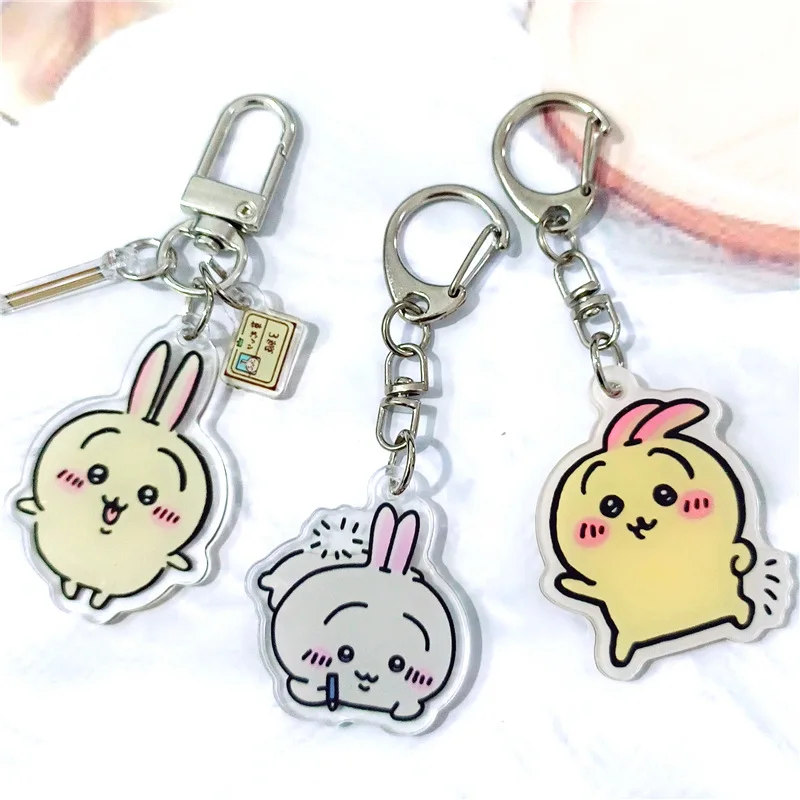 Kawali Chiikawas Cartoon Keychain Pingente dupla face Acessórios de decoração acrílica Brinquedos fofos para crianças Presente de aniversário para meninas