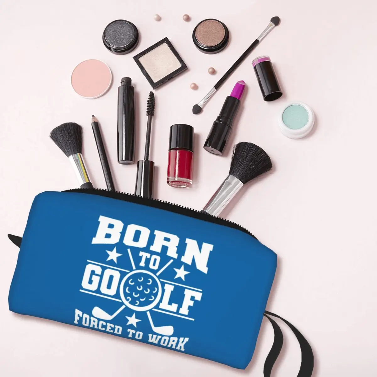 Born To Golf Forced To Work Makeup Bag for Women Travel Cosmetic Organizer Fashion Storage Toiletry Bags