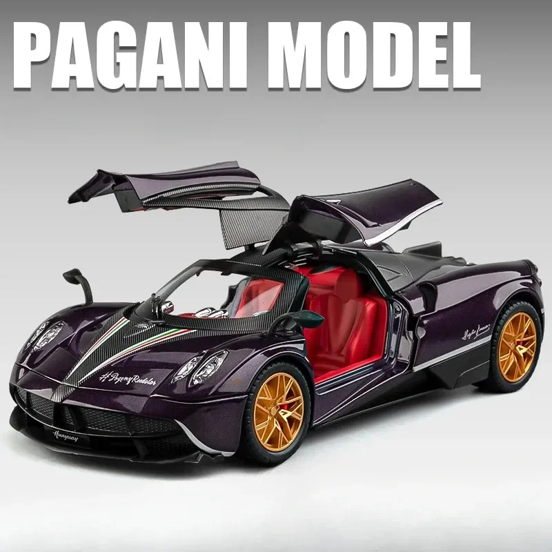 

Модель спортивного автомобиля Pagani, имитация распылителя, 1/24 звука и фото, литые игрушечные автомобили, подарок на день рождения для мальчиков, коллективный автомобиль