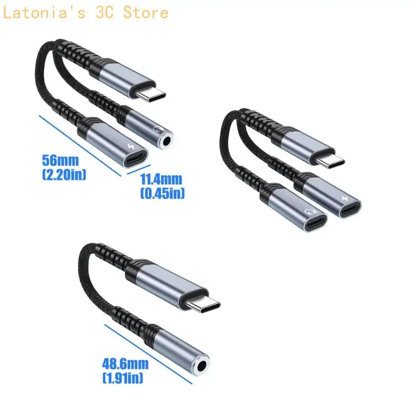 USB-C-auf-3,5-mm-Kopfhörer- und Ladegerät-Adapter für kabelgebundene Videoanrufe X3UB – Detail 6