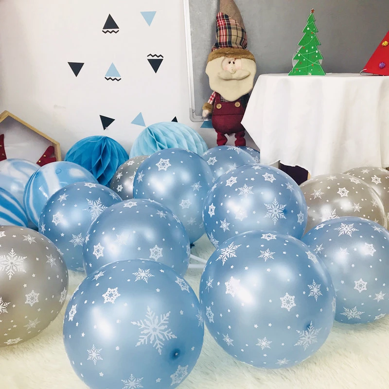 10/20pcs 12inch Snowflake Latex Balloons Freeze Birthday Supply Winter Wonderland Party Decoration New Year Baby Shower Ballons