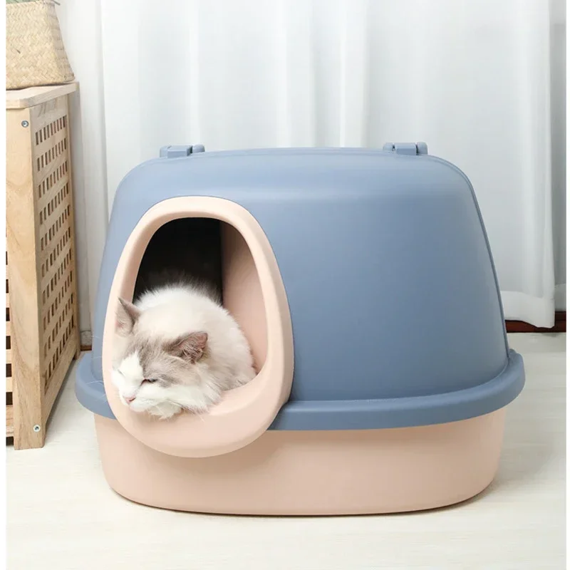 Large Corridor Sandbox for Cat, Fully Enclosed Cat Litter Tray, Wide Pedal Toilet for Cat, Clamshell Shovel Poop, Home Supplies