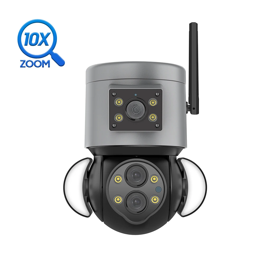 

2k Floodlight Auto Tracking Multiple Lens Camera Security Ptz Outdoor 4MP 10X Optical Zoom Wifi CCTV Camera