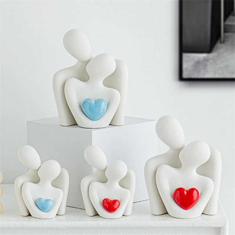1PC Romantic Love Embrace Statue Pottery Couple Set Bedroom Decor Ideal Valentine's Day Christmas Gift S/L Ornament