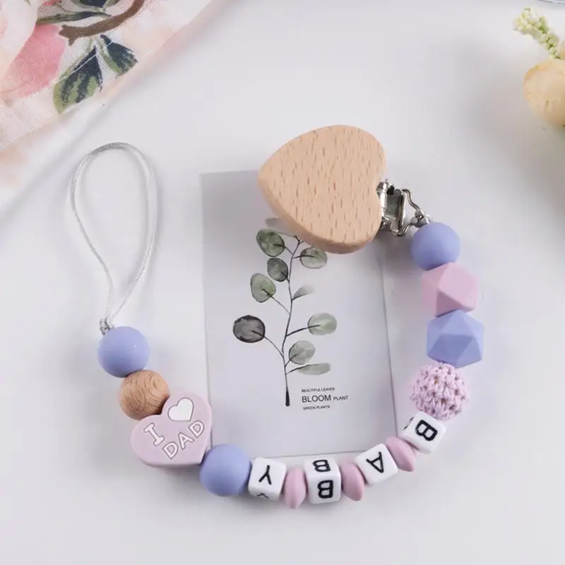 Pacifier Clip Nipple Chain Clip Adjustable Cute Heart Safety Pacifier Holder Beads Straps Decoration for Kids Boys Girls Flying