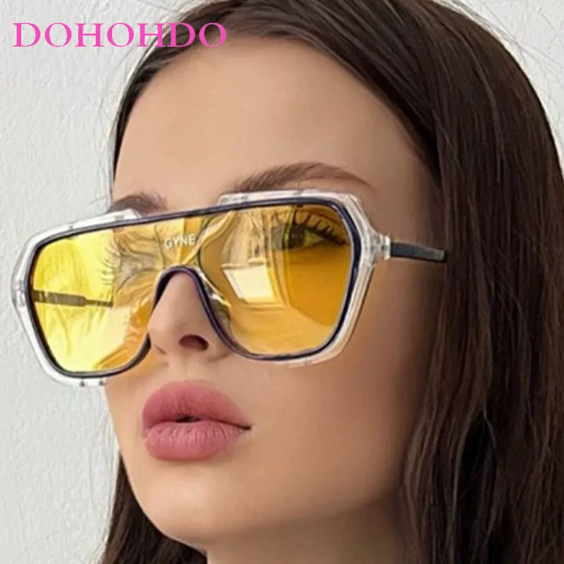 

Fashion Cool Oversized One - Piece Women's Sunglasses Luxury Designer Men Sun Glasses Punk Outdoor Driving Travel Eyewear UV400