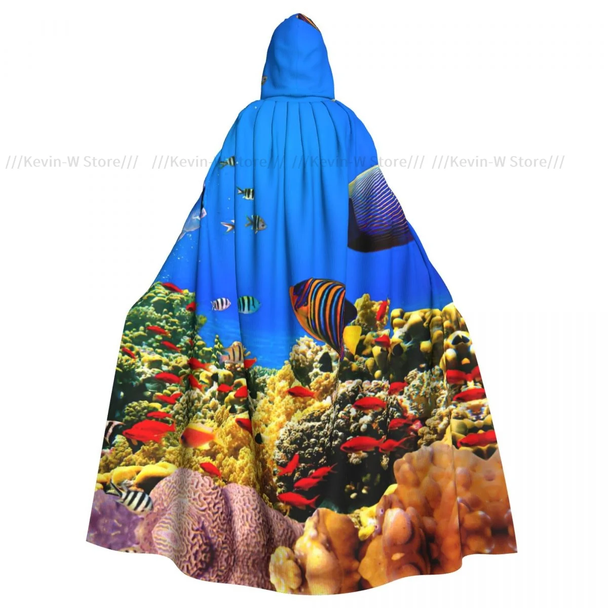 Long Cape Cloak Underwater World With Colorful Fish And Coral Reefs Hooded Cloak Coat Autumn Hoodies