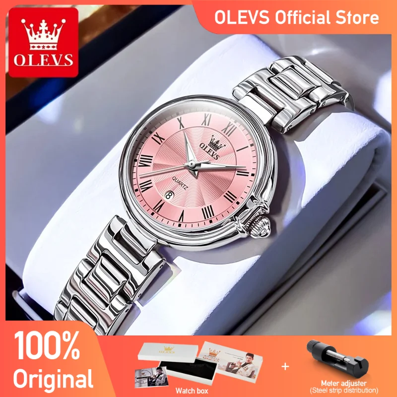 OLEVS 5608 Women\'s Watch Original Fashion Light Luxury Quartz Wristwatch Waterproof Luminous Reloj Chronograph Date Ladies Watch