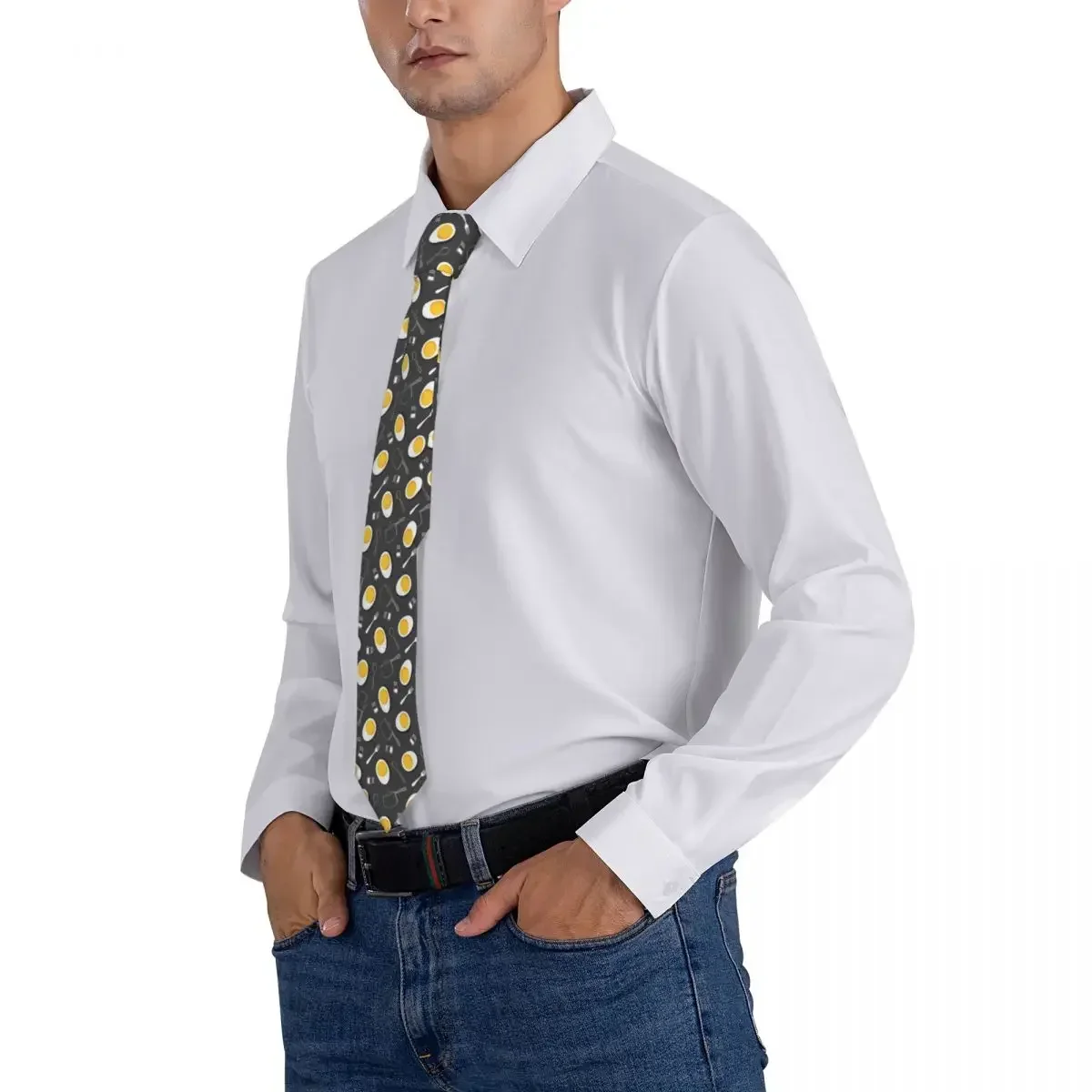 Corbata de huevo de dibujos animados para hombre, corbatas de cuello casuales clásicas divertidas, diseño de comida, alta calidad, accesorios de negocios