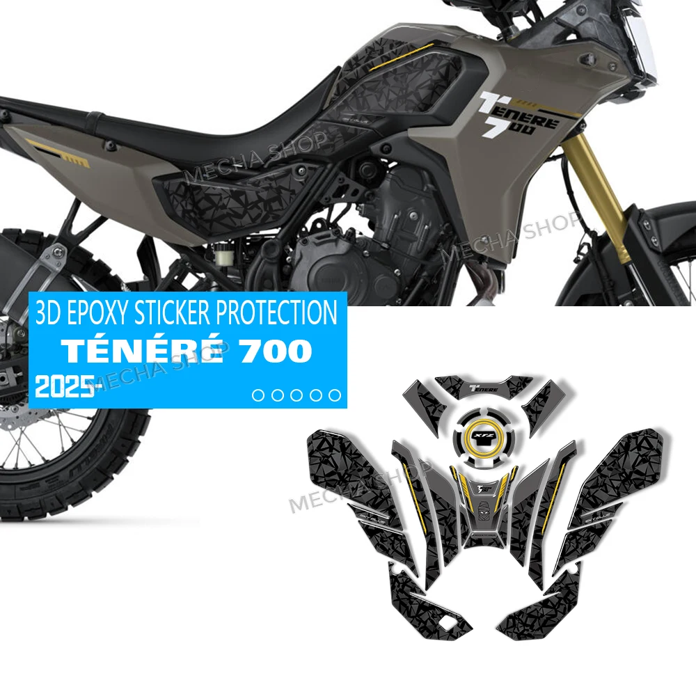 Motorcycle Accessories 3D Tank Pad 3D Epoxy Resin Sticker Protection Kit For Ténéré 700 TENERE 700 2025-