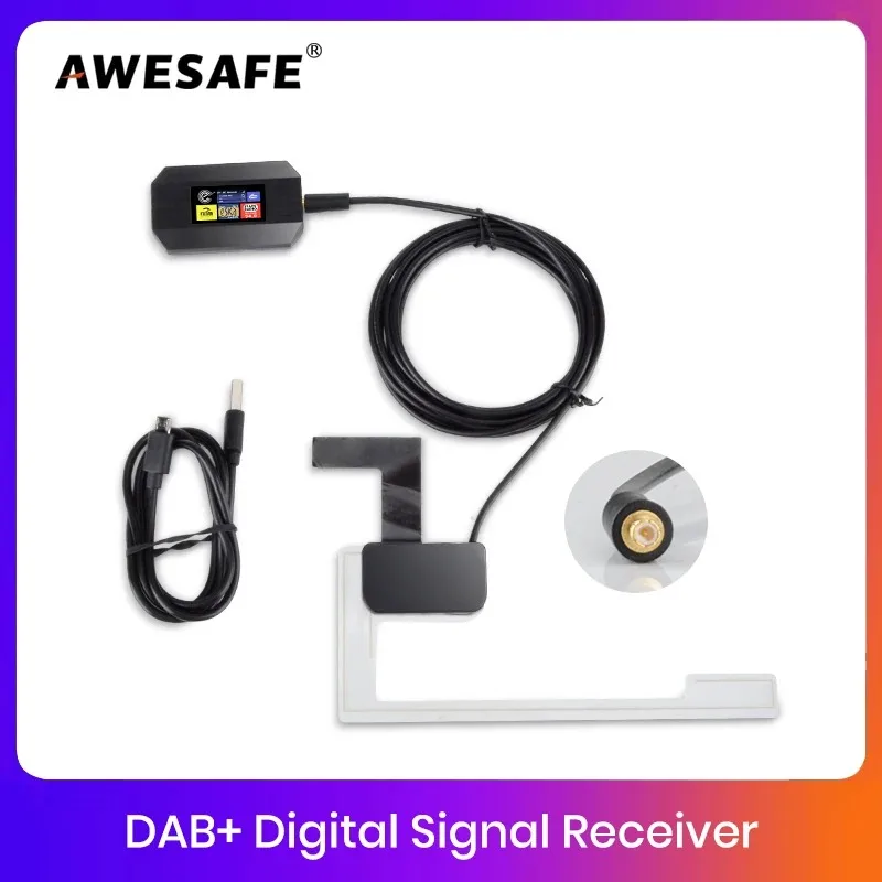 AWESAFE Car Radio DAB+ Amplified Antenna Adapter for Car Stereo Autoradio Android 8.1/9.0/10.0