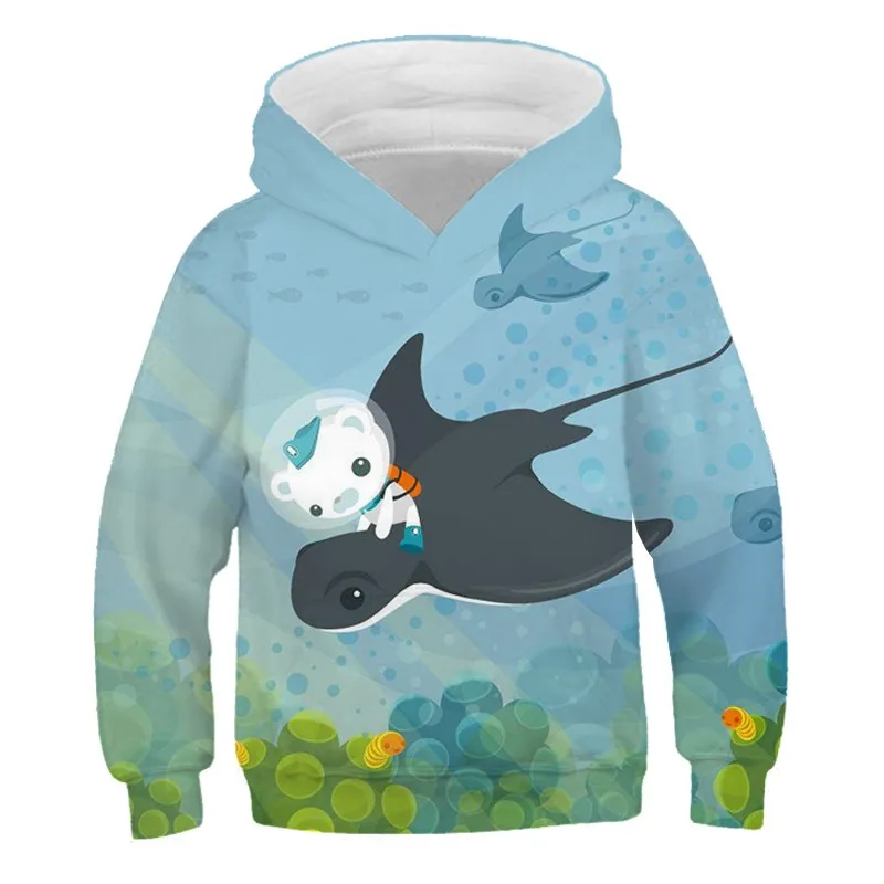 2024 Spring and Autumn Children Cartoon Hooded Sweatshirt Octonauts Undersea Column 3D Digital Printing Children\'s Casual Hoodie