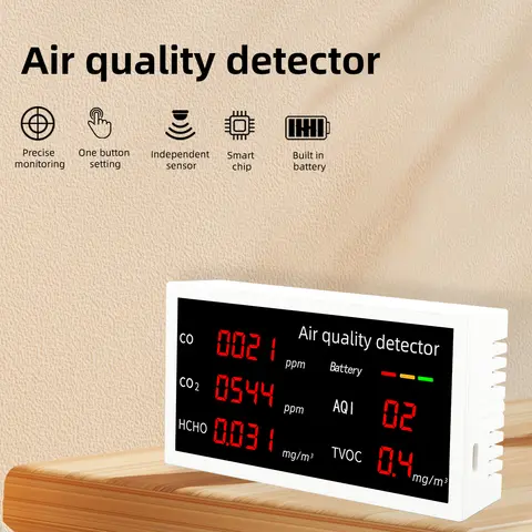 다기능 가스 오염 모니터 대기질 감지기, CO CO2 HCHO AQI TVOC 테스터, 가정용 일산화탄소 계량기