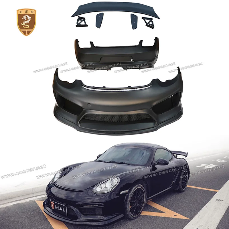 For Porsche 987.2 2009-2012 GT4 Style Front Bumper Rear Splitter Rear Spoiler Wing Body Kit Auto Accessories