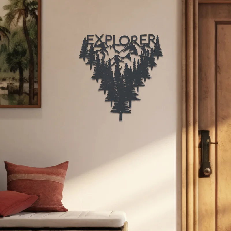 【wall sculptures】Explorer Mountain View Metal Wall Decoration，2dMetal wall decoration