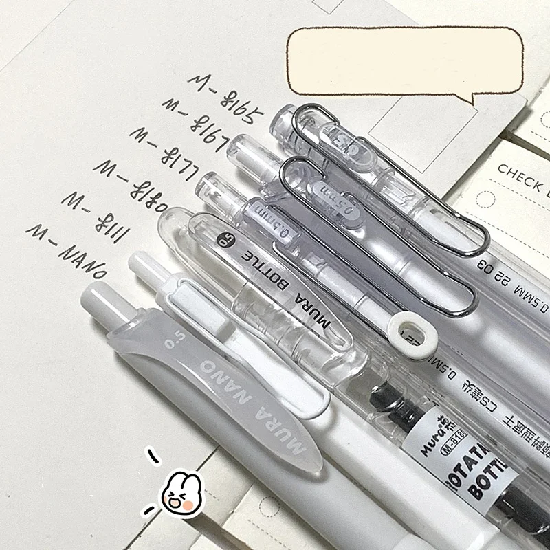 Imagem -03 - Simplicidade Escola Gel Pen para Crianças Branco Transparente Cor Série Papelaria Tinta Preta Caneta para Escrever 05 mm Pcs por Conjunto