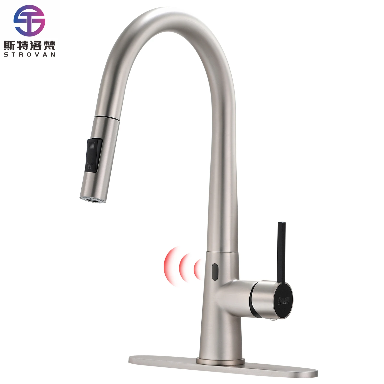 

Motion Sensor Kitchen Faucet Single Handle Brass Smart Hands-free Touchless Spring for Sink with Pull Down Sprayer CLASSIC FLG