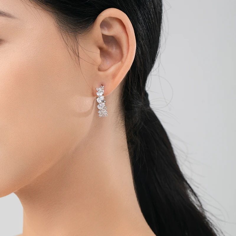 Ailmay Real 925 Sterling Silver Luxury Water Drop Shape Shining Zircon Stud Earrings For Women Classic Wedding Fine Jewelry Gift